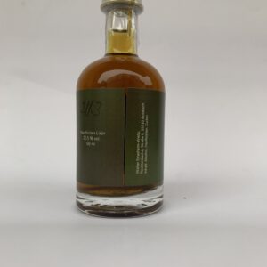 Hanf-Point - Traumhanft Hanf-Blüten-Likör - hanfig, kräftig und herb, mit deutlicher Hanfnote 50 ml -32.5 % vol Flaschen Etikett Rückseite